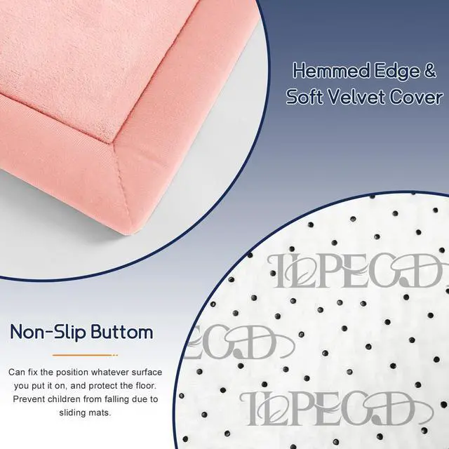 Alt view image 4 of 6 - ILPEOD Baby Play Mat for Floor Nursery Rug Muscle Mat Area Rug Playroom Rug 47"x47" Playpen Mat Memory Foam 1.3" Thick Crawling Mat for Babies,Toddlers, Infants, Kids,Light Pink