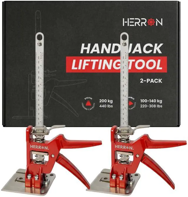 Main image of 440 lbs Hand Lifting Jack Tool 2-Pack, Cabinet Lifter with Measuring Scale, 6 Inch Lift Height, All-Steel Construction, Furniture Lifter Labor Saving Arm for Installation & Renovation