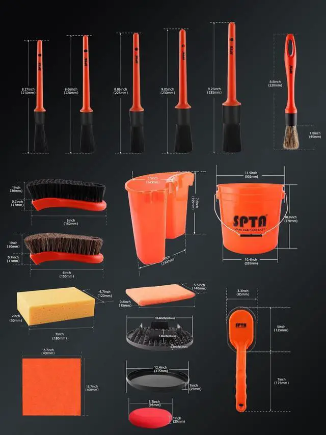 Alt view image 3 of 7 - SPTA 29Pcs Car Wash Bucket Set, 15L Scratch Free Detailing Bucket with Car Wash Filter, Wash Mitt Sponge Towels Tire Detailing Brush Set, Exterior Interior Car Detailing Set, Complete Car Care Tools