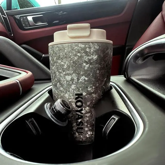 Alt view image 5 of 6 - KOYASU Ti-Zen Titanium Travel Coffee Mug - 12oz Ultralight Insulated Tumbler - Premium EDC Gear & Tactical Accessories - Heavy Duty Cup - Crystallized Texture Thermal Flask - Nimbus Gray