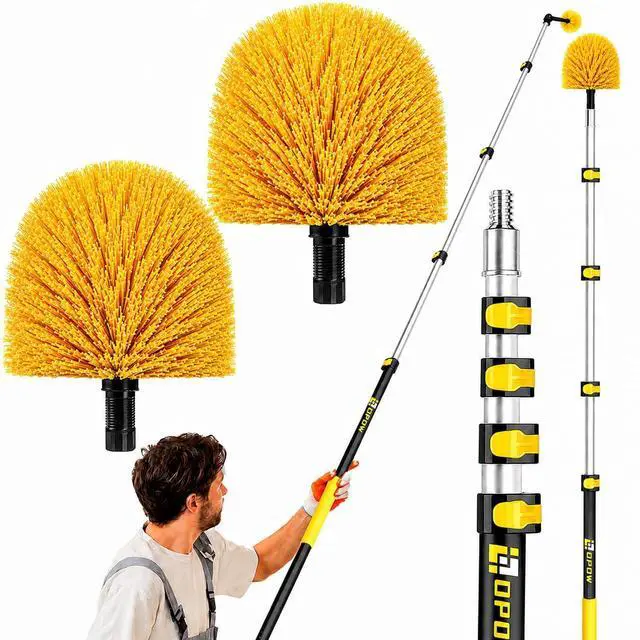 Main image of 5-18ft Cobweb Duster with Extension Pole, Opow 25ft High Reach Spider Web Brush, Aluminum Telescopic Pole, Webster Duster with 2 Washable Heads and Universal Joint Angle Adaptor for Outdoor & Indoor