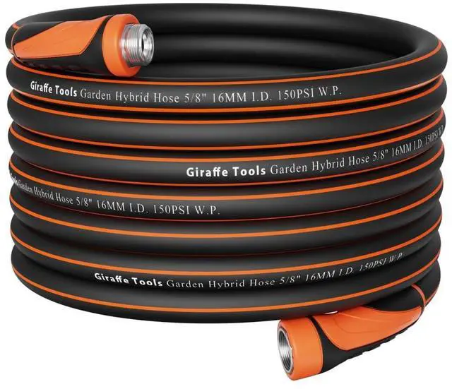 Main image of Giraffe Tools Garden Hose 5/8", Water Hose Heavy Duty, Flexible, Lightweight Hybrid Hose with Swivel Handle, 100ft Male to Female Fittings, Burst 600 PSI