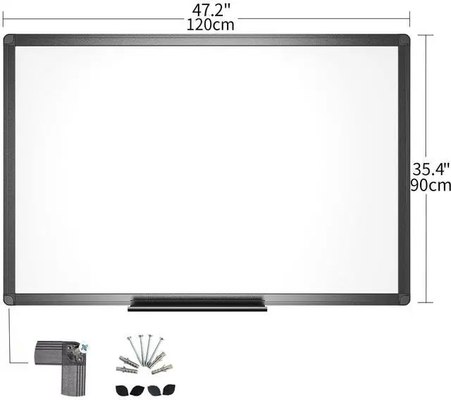 Alt view image 2 of 6 - VIZ-PRO Magnetic Dry Erase White Board, 48 X 36 Inches, Black Aluminium Frame