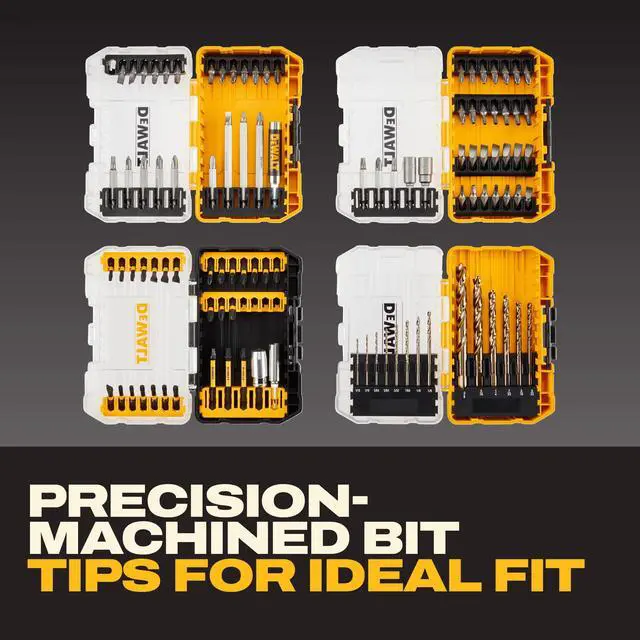 Alt view image 2 of 7 - DEWALT Screwdriver Bit Set, 100 Pc Impact Driver Bit Set with Drill Bits, Magnetic Holder and Nut Drivers, FlexTorq Impact Ready, ToughCase Included (DWA2FTS100)
