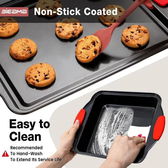 Alt view image 5 of 7 - BIEAMA 13-Piece Baking Pans Sets, Nonstick Bakeware Sets, BPA-Free Carbon Steel Stackable, Cookie Sheet, Cake, Loaf, Pizza & Muffin Pan, Grey