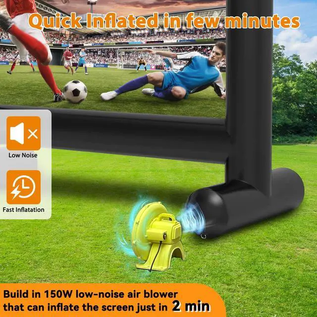 Alt view image 4 of 7 - Estgora 14FT Inflatable Movie Screen Outdoor, Blow Up Projector Screen, Inflatable Movie Screen with Air Blower Front & Rear Projection Screens for Outdoor Movie Night Backyard Pool Fun