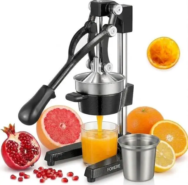 Main image of FOHERE Orange Juicer Squeezer, Cast Iron Lemon Squeezer, Commercial Citrus Juicer Hand Press for Orange, Lemon, Pomegranate, Grapefruit, Easy to Clean Citrus Squeezer with a Stainless Steel Cup