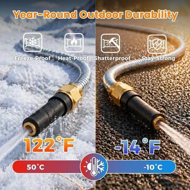 Alt view image 6 of 7 - Rosy Earth Stainless Steel Garden Hose 100 FT, Heavy Duty Expandable Water Hose, No-Kink, No Bite, Flexible Garden Hoses for Yard, RV, Car