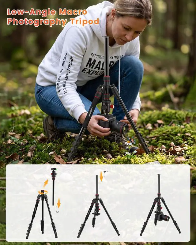 Alt view image 5 of 7 - MACTREM 80in/90in 2-in-1 Camera Tripod Monopod, Aluminum Travel Heavy Duty Tripod with 360° Ball Head Portable Macro Photography Tripod for Phone DSLR Canon Nikon Camera with Carry Bag Max Load 33lb