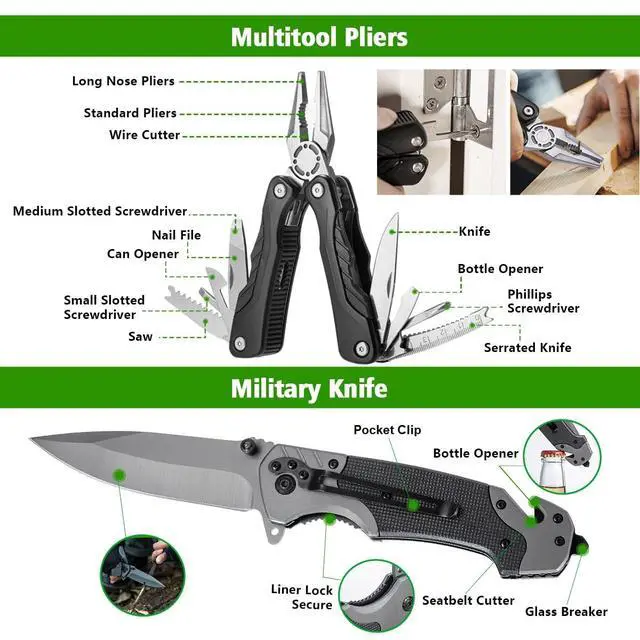 Alt view image 6 of 6 - ZENHOSIT Multifunctional Folding Tactical Shovel Hatchet Combo - With Axe, Flashlight, Extension Handles - For Camping, Cycling, Hiking - 19.3-40.9 Inches