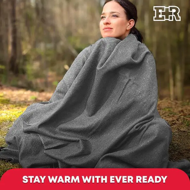 Alt view image 6 of 7 - Ever Ready First Aid Military Wool Blanket - 95% Wool, Washable, Perfect for Outdoors, Travel, Car & Bushcraft Emergency Blanket, 96" x 96" 6.65 lbs. - Olive Drab Green with Stripes - Queen Size