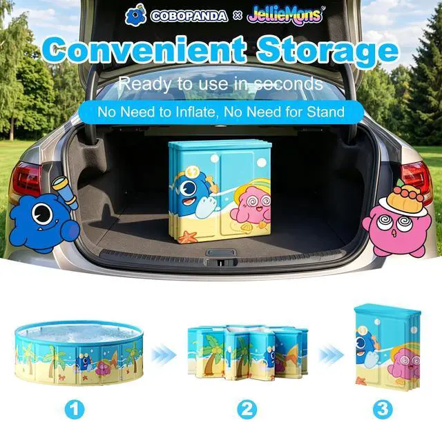 Alt view image 7 of 7 - Foldable Swimming Pool for Kids 78.7"x17.7" Hard Plastic Portable Dog Pool Anti-Slip Collapsible Large Kiddie Pool Indoor Outdoor Backyard (JellieMons 79'')