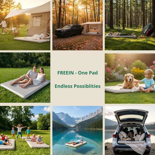 Alt view image 7 of 7 - Freein 4" Drop Stitch Camping Sleeping Pad, Inflatable Air Mattress with Firm 7 PSI Support, Fast Inflation Portable Tent & Car Camping Bed, 76" x 51"