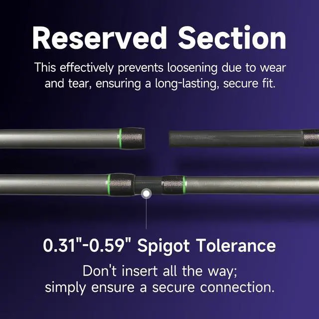 Alt view image 5 of 7 - HANDING M1 Musky Rod Heavy Casting Rod 7'6" 2-Piece Baitcaster Rod for Northern Pike Catfish Striped Bass Snook with Fast Action 30T+24T Carbon Fiber
