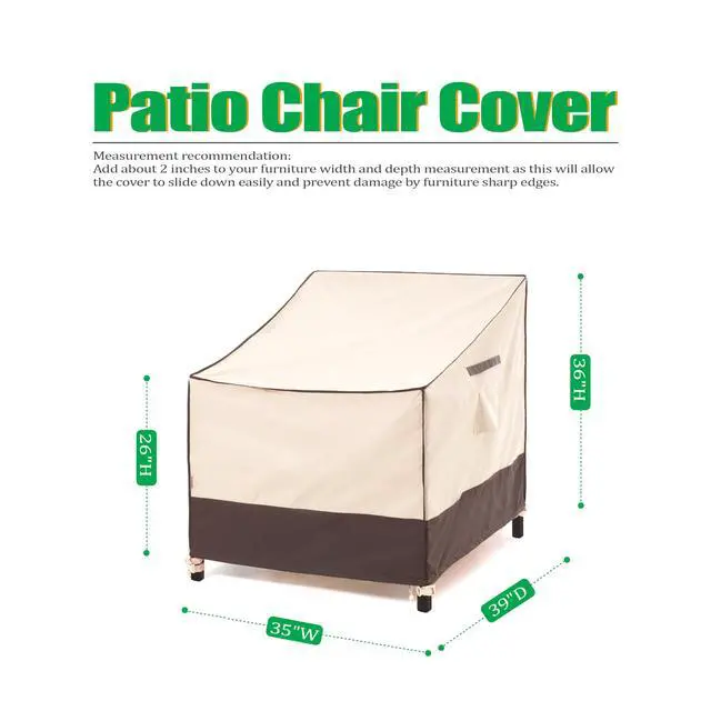 Alt view image 2 of 7 - F&J Outdoors Patio Chair Covers Waterproof Outdoor Deep Seat Chair Cover, 35" W x 39" D x 36" H, 2Pack