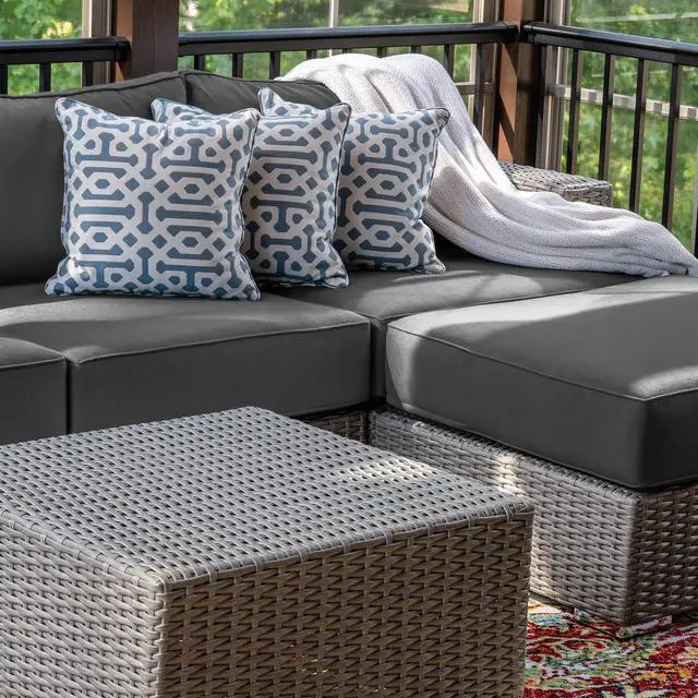 Alt view image 7 of 7 - Cethytirko 14 Piece Outdoor Patio Waterproof Cushion Covers, Fits 6-Seat Wicker Rattan Sectional Couch Chair Furniture Cover Replacement Set - Fade-Resistant Patio Cushion Covers with Zipper