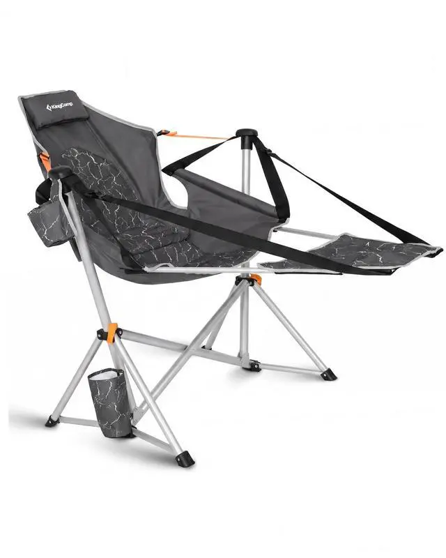 Main image of KingCamp Hammock Chair with Footrest Heavy Duty Swinging Rocking Camping Chairs for Adults up to 400lbs, Folding Portable Oversized Rocker with Cup Holder & Pillow for Outdoor Beach Lawn RV Sports