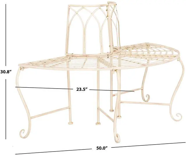 Alt view image 2 of 5 - SAFAVIEH Outdoor - Abia Iron Tree Bench - Distressed White Iron Metal - Vintage Scrollwork Garden Design - Ideal for Patio, Deck, Porch, Garden, 17" Seat Height (PAT5018A)
