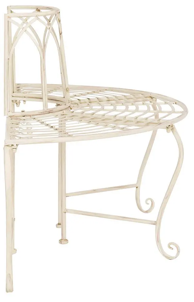 Alt view image 3 of 5 - SAFAVIEH Outdoor - Abia Iron Tree Bench - Distressed White Iron Metal - Vintage Scrollwork Garden Design - Ideal for Patio, Deck, Porch, Garden, 17" Seat Height (PAT5018A)