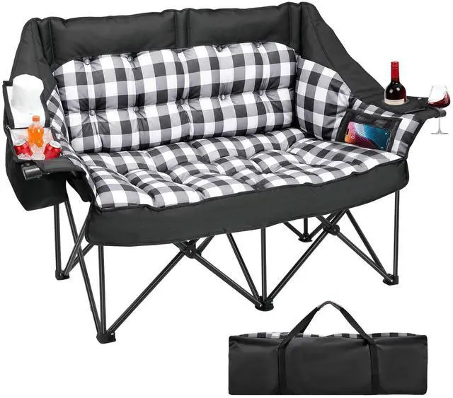 Main image of Suteck Double Camping Chair, Oversized Camping Couch with 2 in 1 Pockets, Heavy Duty 800LBS Loveseat Camping Chair for Adults, Folding Lawn Chairs Sofa with Wine Holder for Patio Outdoor Indoor