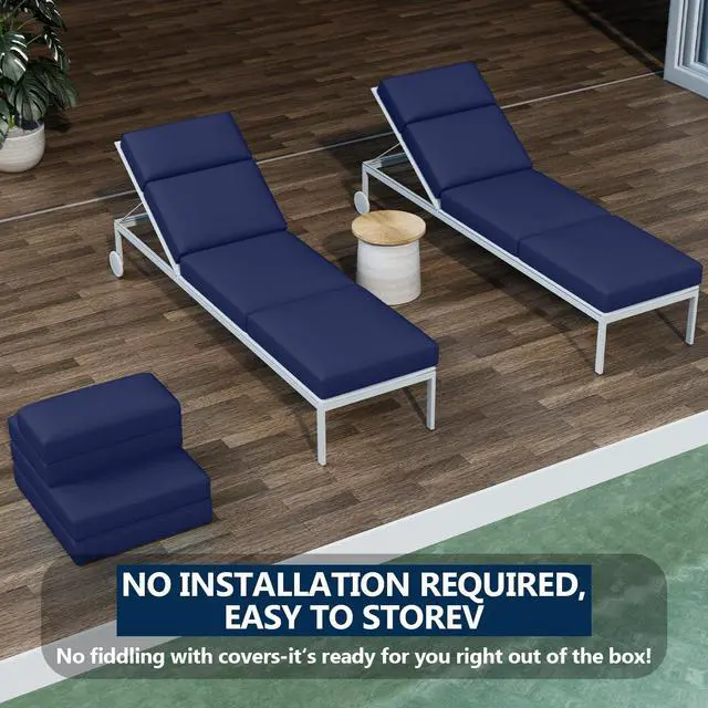 Alt view image 4 of 7 - 2 Pcs Chaise Lounge Cushions Outdoor, 72 x 21 x 4 Inch Lounge Chair Cushions for Outdoor Furniture - Waterproof Lounge Patio Replacement Cushion, 4In Fade-Resistant ThickPatio Chaise Lounge Cushion