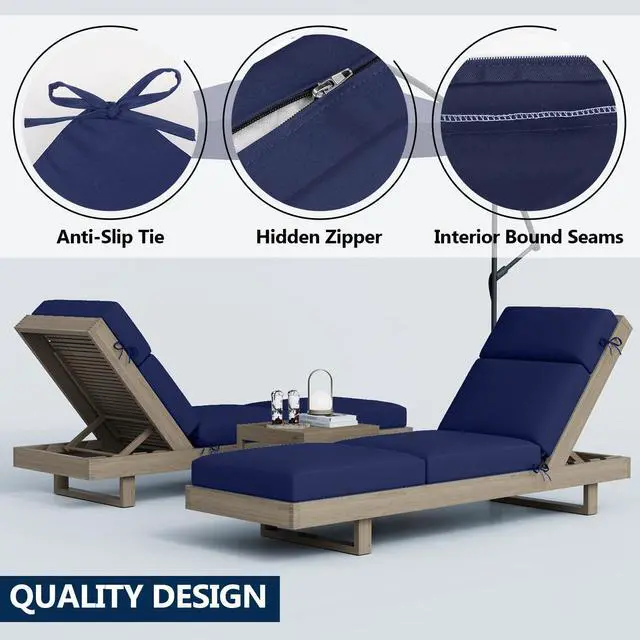 Alt view image 6 of 7 - 2 Pcs Chaise Lounge Cushions Outdoor, 72 x 21 x 4 Inch Lounge Chair Cushions for Outdoor Furniture - Waterproof Lounge Patio Replacement Cushion, 4In Fade-Resistant ThickPatio Chaise Lounge Cushion
