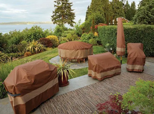 Alt view image 7 of 7 - DUCKCOVERS Ultimate Waterproof Rectangular/Oval Patio Table with Chairs Cover, 107 Inch