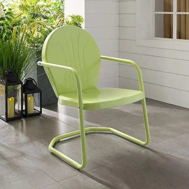 Alt view image 6 of 7 - Crosley Furniture Griffith Outdoor Chair, Retro Metal Patio Chairs for Dining, Porch, Deck, Balcony, Key Lime