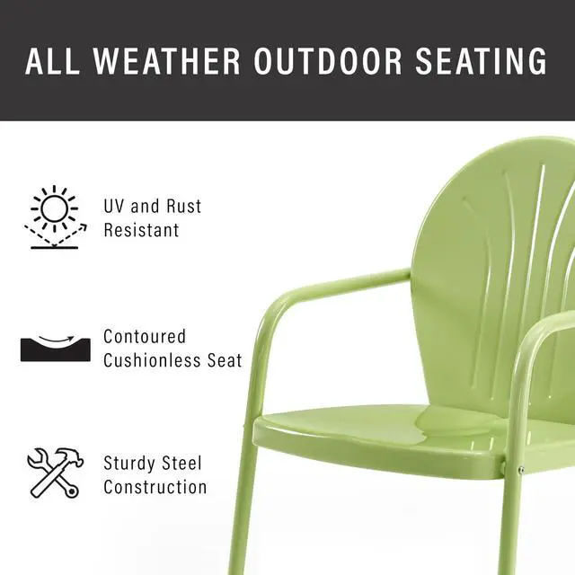 Alt view image 7 of 7 - Crosley Furniture Griffith Outdoor Chair, Retro Metal Patio Chairs for Dining, Porch, Deck, Balcony, Key Lime