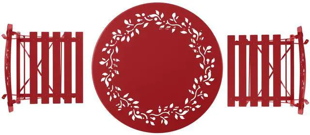 Alt view image 6 of 7 - Alpine Corporation Indoor/Outdoor 3-Piece Bistro Set Folding Table and Chairs Patio Seating, Red
