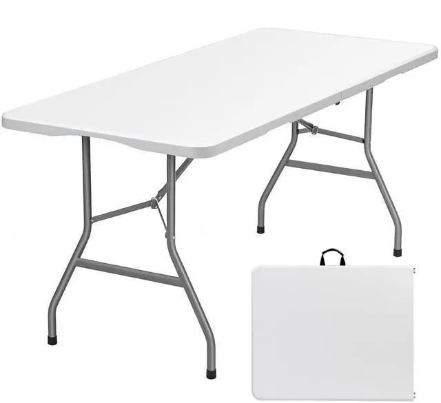 Main image of Lakhow 6 FT Folding Table,Outdoor Indoor Plastic Table Portable Square Height Dining Table Perfect for Picnics, Parties, Party and Camping, White