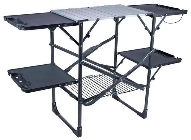 Main image of GCI OUTDOOR Slim-Fold Cook Station | Portable Folding Kitchen Table with a Heat Resistant Tabletop, 4 Side Tables & Storage Rack, Perfect for Picnics & Camping Trips