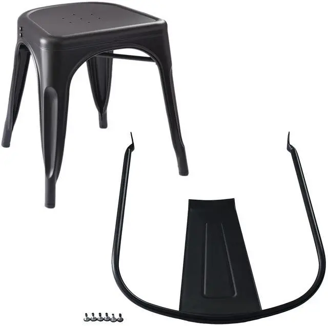 Alt view image 5 of 5 - Metal Dining Chairs, Easy to Assemble, Indoor/Outdoor, Stackable, Matte Black, 4-Pack