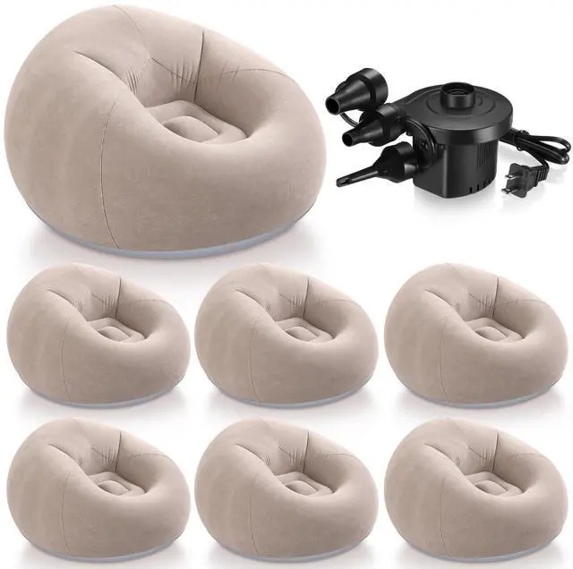 Main image of Realspring 6 9 12 Pcs Inflatable Bean Bag Chairs for Adults with Electric Air Pump, Blow up Couch Folding Portable Inflatable Couch Lazy Sofa for Outdoor Movie Night Camping(Coffee,6 Pcs)