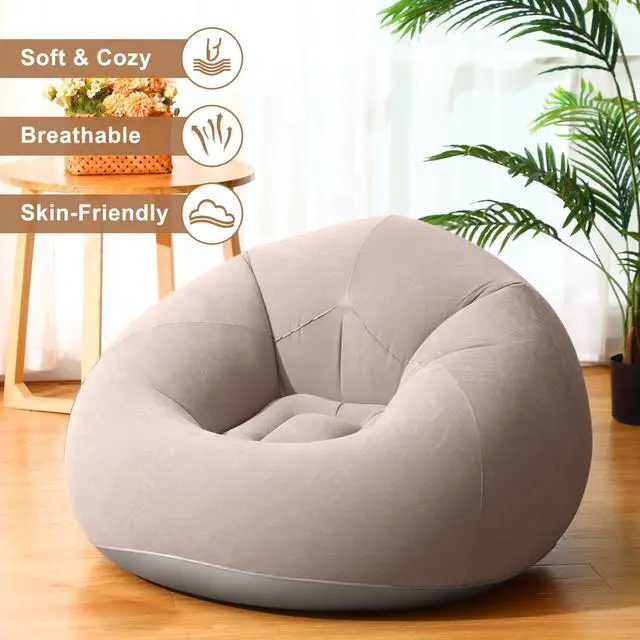 Alt view image 3 of 6 - Realspring 6 9 12 Pcs Inflatable Bean Bag Chairs for Adults with Electric Air Pump, Blow up Couch Folding Portable Inflatable Couch Lazy Sofa for Outdoor Movie Night Camping(Coffee,6 Pcs)