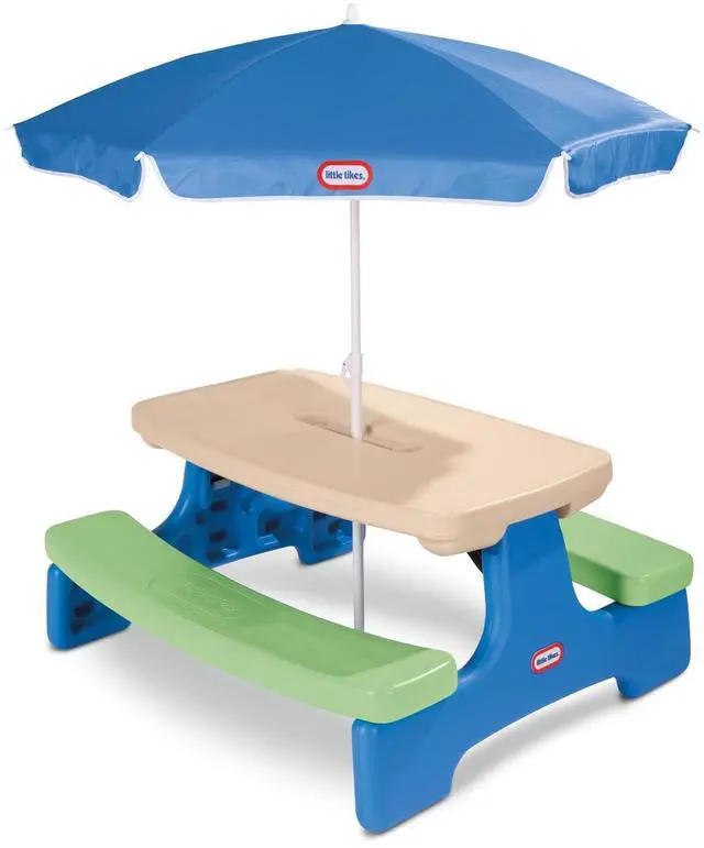 Main image of Little Tikes Easy Store Picnic Table with Umbrella, Multi Color, 42.00''L x 38.00''W x 19.75''H