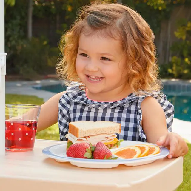 Alt view image 3 of 6 - Little Tikes Easy Store Picnic Table with Umbrella, Multi Color, 42.00''L x 38.00''W x 19.75''H