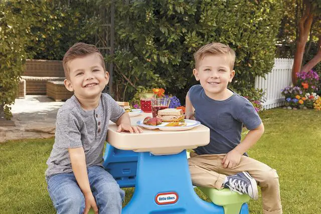 Alt view image 4 of 6 - Little Tikes Easy Store Picnic Table with Umbrella, Multi Color, 42.00''L x 38.00''W x 19.75''H