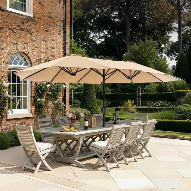 Main image of SUPERJARE 13FT Outdoor Umbrella for Patio, Double sided Pool Umbrellas with Fade Resistant Canopy, Large Table Umbrella for Deck, Market, Backyard - Beige(No Base)
