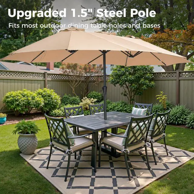 Alt view image 7 of 7 - SUPERJARE 13FT Outdoor Umbrella for Patio, Double sided Pool Umbrellas with Fade Resistant Canopy, Large Table Umbrella for Deck, Market, Backyard - Beige(No Base)