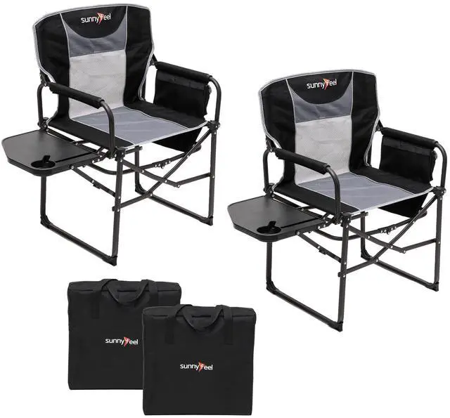 Main image of SUNNYFEEL Camping Directors Chair, Heavy Duty,Oversized Portable Folding Chair with Side Table, Pocket for Beach, Fishing,Trip,Picnic,Lawn,Concert Outdoor Foldable Camp Chairs