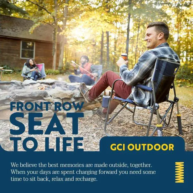 Alt view image 7 of 7 - GCI Outdoor Freestyle Rocker Portable Folding Rocking Chair, Outdoor Camping Chair with Side Table