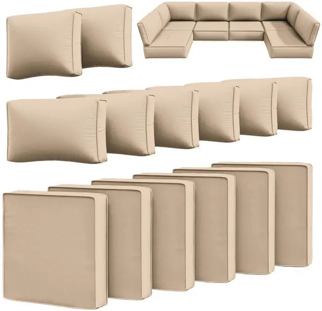 Main image of Snubbull 14 Pcs Outdoor Cushion Slipcovers Outdoor Patio Cushion Covers Replacement Waterproof with Zipper for Outdoor Furniture, Patio Sofa Couch 3 Sizes, Covers Only