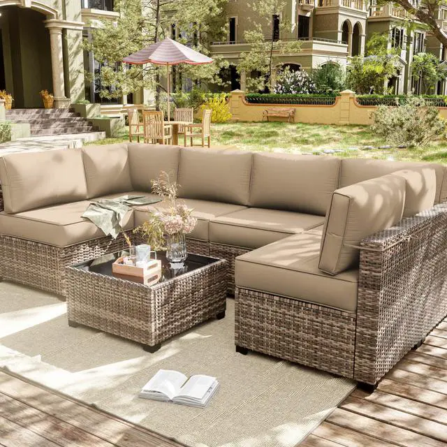 Alt view image 7 of 7 - Snubbull 14 Pcs Outdoor Cushion Slipcovers Outdoor Patio Cushion Covers Replacement Waterproof with Zipper for Outdoor Furniture, Patio Sofa Couch 3 Sizes, Covers Only