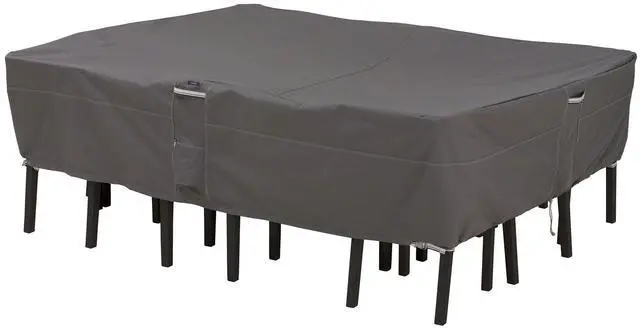 Main image of Classic Accessories Ravenna Water-Resistant 128 Inch Rectangular/Oval Patio Table & Chair Set Cover, Outdoor Table Cover