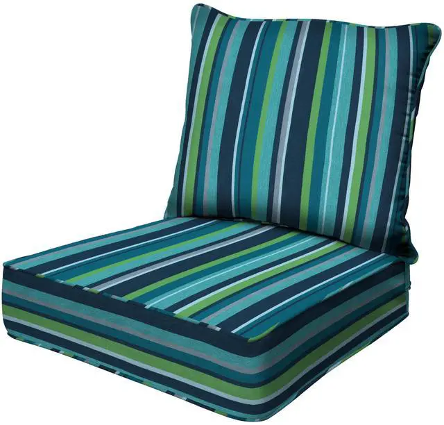 Main image of Honeycomb Outdoor Heritage Deep Seat, 24 x 23, Stripe Poolside Chair Cushion with Removable Cover, for Patio Furniture