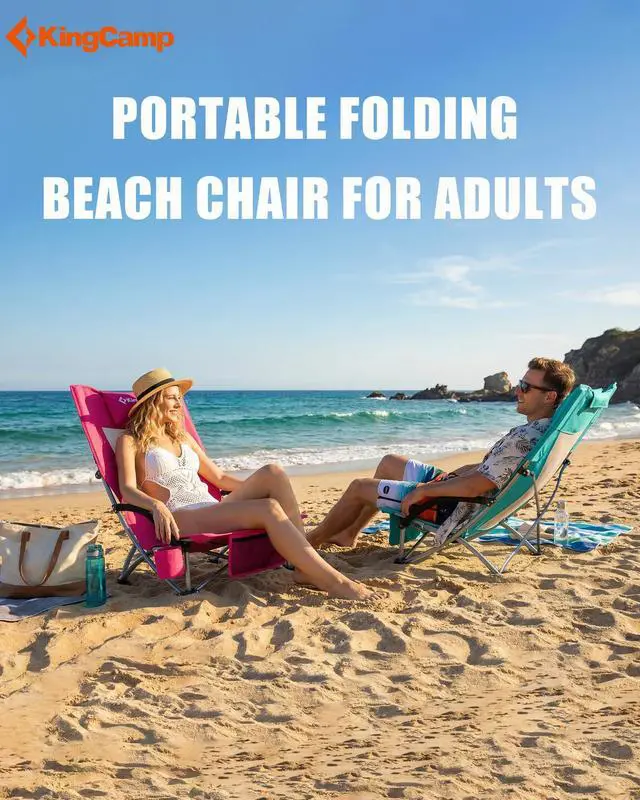 Alt view image 7 of 7 - KingCamp Low Beach Chairs 2 Pack, Folding Portable Chair for Adults lightweight Extra Wide Ergonomic High Back Seat 300lbs Heavy Duty Oversized Gear with Carry Bag for Outdoor Lawn Camping Picnic