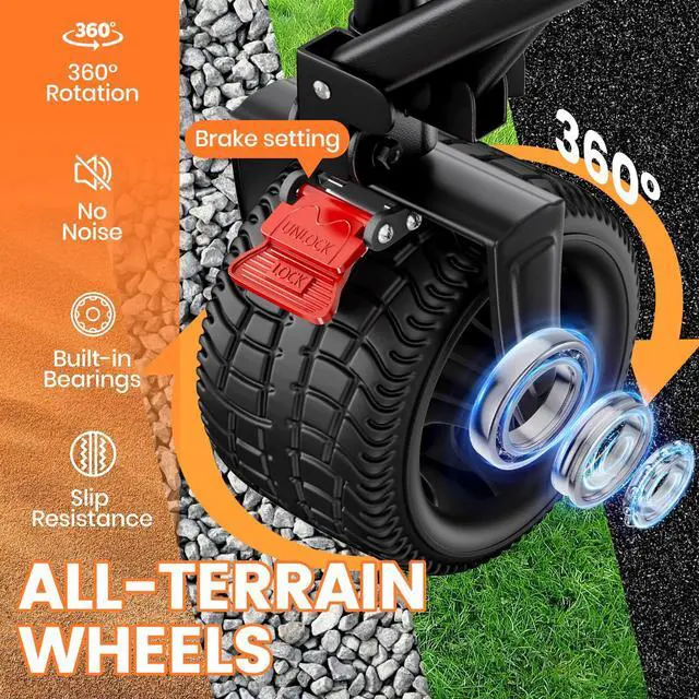 Alt view image 4 of 7 - Beach Wagon Carts Foldable 570LBS Collapsible Wagon with Big All-Terrain Wheels for Sand 330L Heavy Duty Utility Carts with Cup Holders for Garden, Camping, Grocery, Black