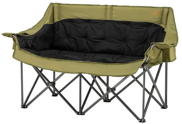 Main image of SAN HIMA Double Camping Chair for 2 Person, 650 LBS Heavy Duty Folding Loveseat with 43.7" Thick Padded Seat, Adjustable Cup Holders & Carry Bag, Waterproof Steel Camp Couch for Beach, Lawn & Backyard