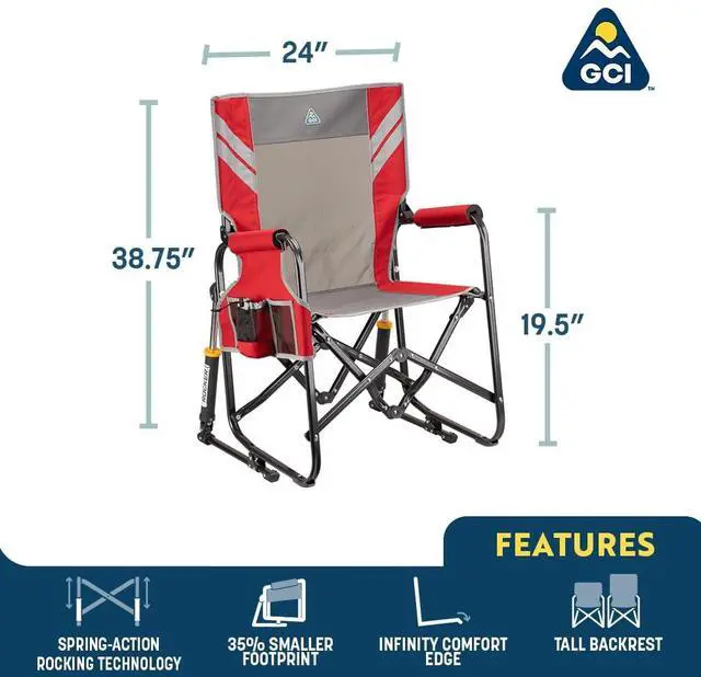 Alt view image 3 of 6 - GCI Outdoor Stowaway Rocker - Hunter Topo